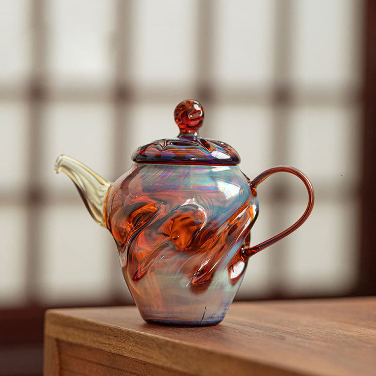 Handcrafted glass gongfu teapot set with tray