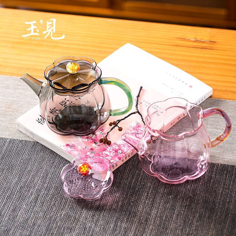 Petite Gourd Glass Teapot 150ml – Handcrafted in Pink or Black