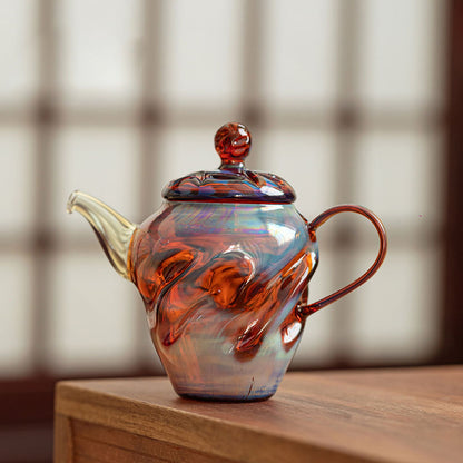Ripple Glass Teapot Set 100ml – Handcrafted Teapot with Tray