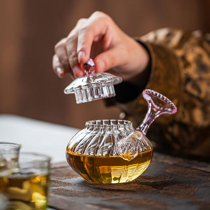 Conch-Shaped Glass Teapot 150ml – Handcrafted, Colorful Handles & Lids