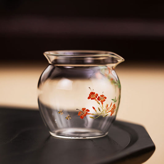 Round-Belly Hand-Painted Glass Tea Pitcher 240ml