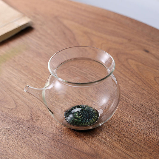 Suzaku Glass Tea Pitcher 180ml – Spiral Base Design, Handcrafted