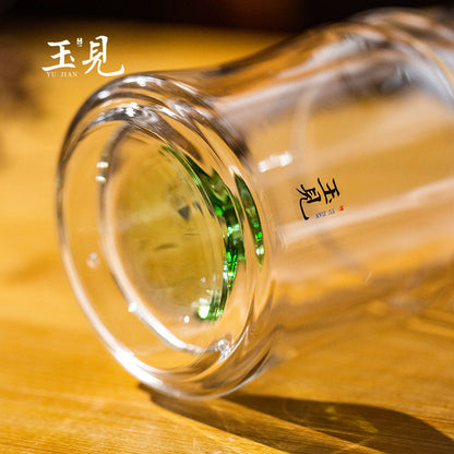 Double-Wall Bamboo Glass Tea Cup 200ml – Mountain Base Design