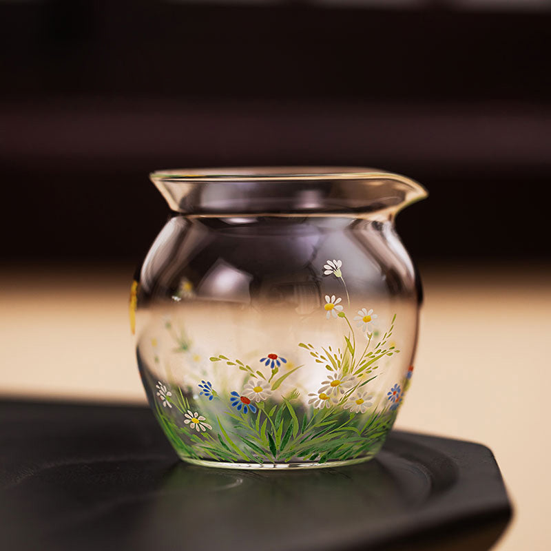 Round-Belly Hand-Painted Glass Tea Pitcher 240ml