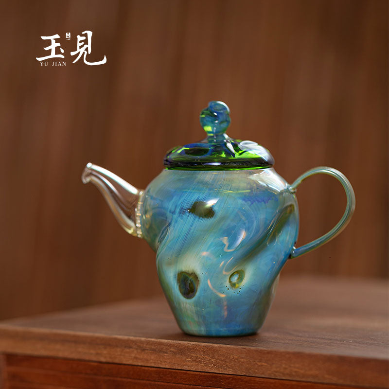 Ripple Glass Teapot Set 100ml – Handcrafted Teapot with Tray