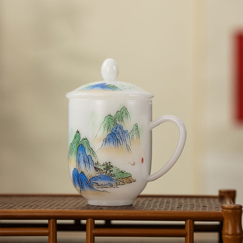 River & Mountain Porcelain Office Cup