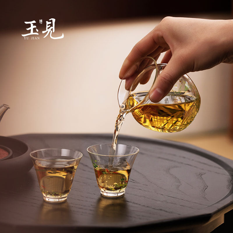 Round-Belly Hand-Painted Glass Tea Pitcher 240ml
