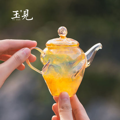 Ripple Glass Teapot Set 100ml – Handcrafted Teapot with Tray