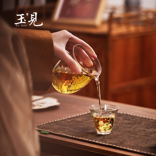 Hand-Painted Floral Glass Tea Pitcher 240ml