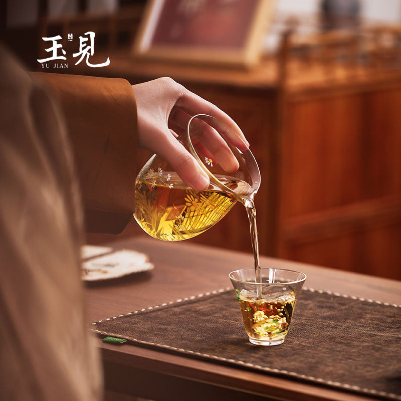 Hand-Painted Floral Glass Tea Pitcher 240ml