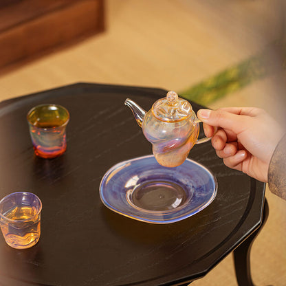 Ripple Glass Teapot Set 100ml – Handcrafted Teapot with Tray