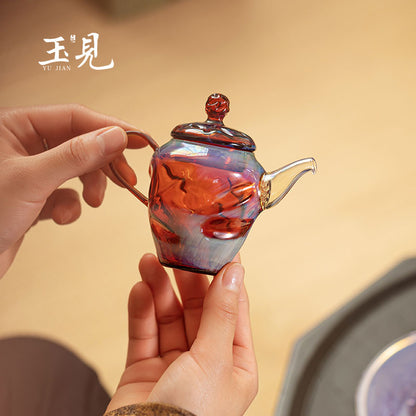 Ripple Glass Teapot Set 100ml – Handcrafted Teapot with Tray
