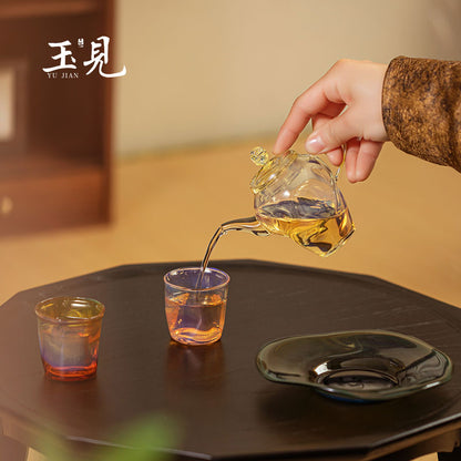 Ripple Glass Teapot Set 100ml – Handcrafted Teapot with Tray
