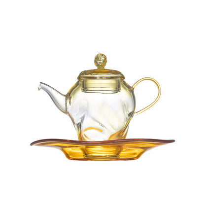Ripple Glass Teapot Set 100ml – Handcrafted Teapot with Tray
