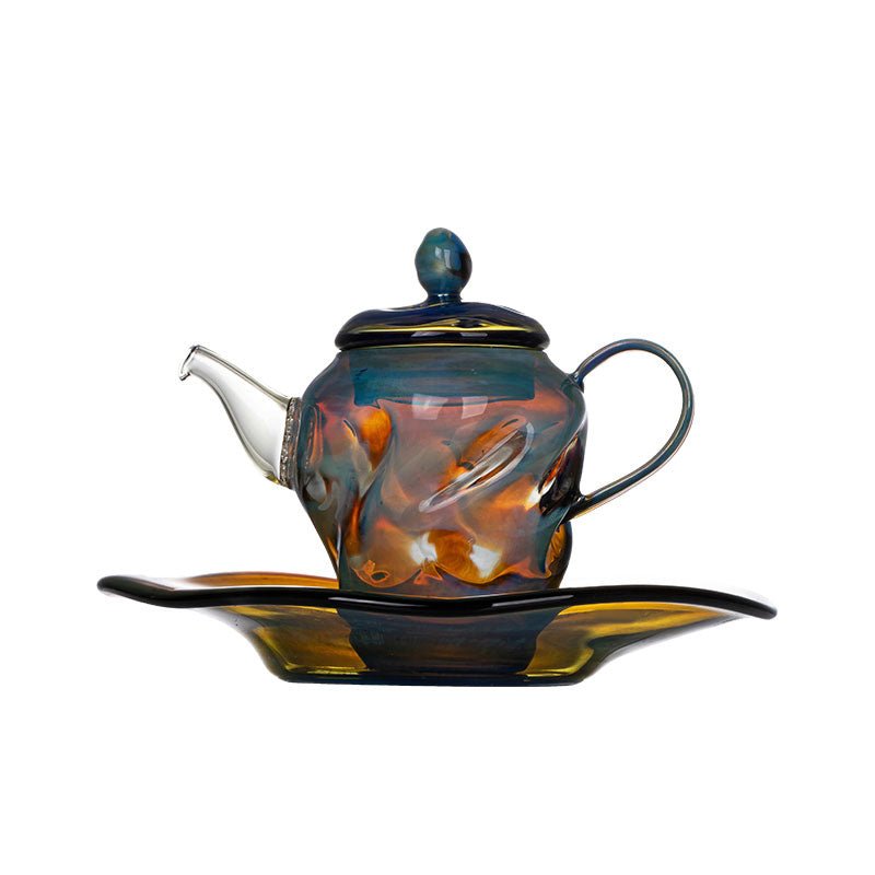 Ripple Glass Teapot Set 100ml – Handcrafted Teapot with Tray