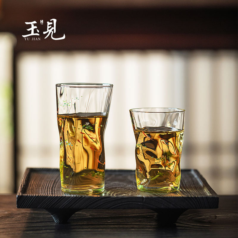 Hand-Painted Green Fish Pond Tea Cup – 180ml & 260ml
