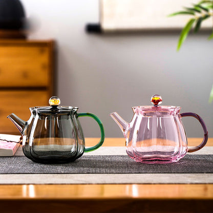 Petite Gourd Glass Teapot 150ml – Handcrafted in Pink or Black
