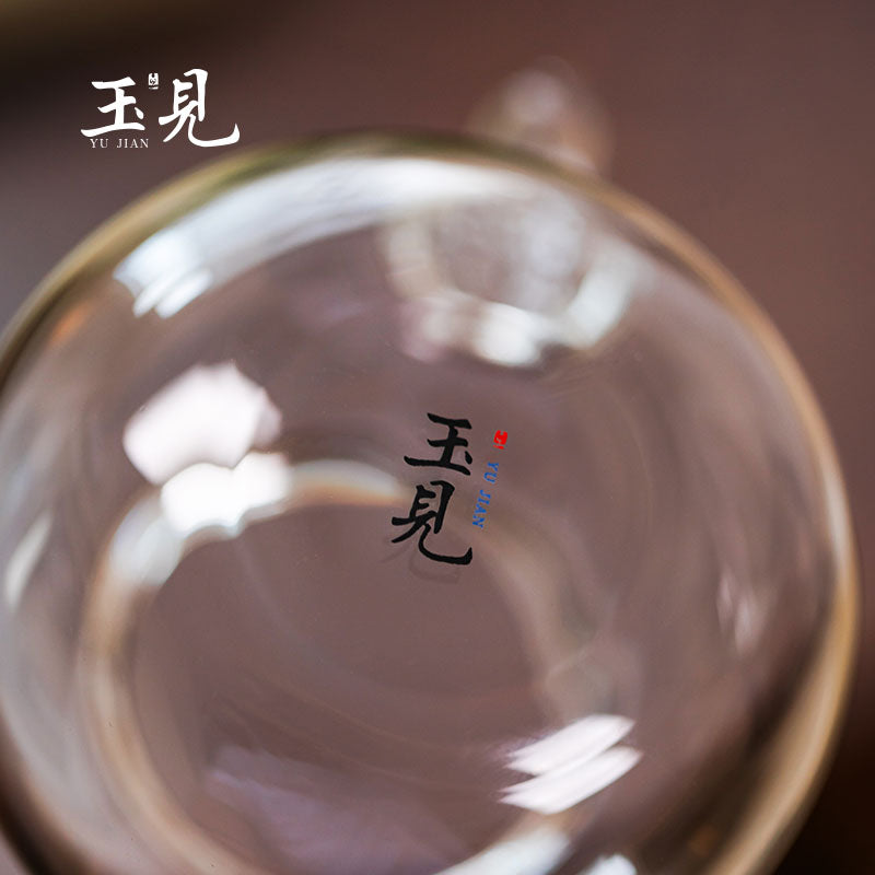 Round-Belly Glass Teapot 150ml – Handcrafted, Red or Green Handle