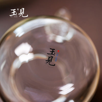 Round-Belly Glass Teapot 150ml – Handcrafted, Red or Green Handle