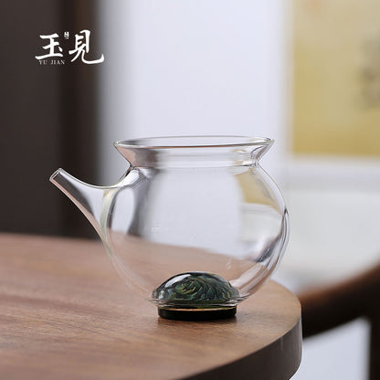 Suzaku Glass Tea Pitcher 180ml – Spiral Base Design, Handcrafted