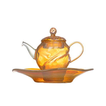 Ripple Glass Teapot Set 100ml – Handcrafted Teapot with Tray