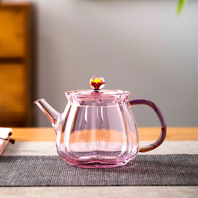 Petite Gourd Glass Teapot 150ml – Handcrafted in Pink or Black