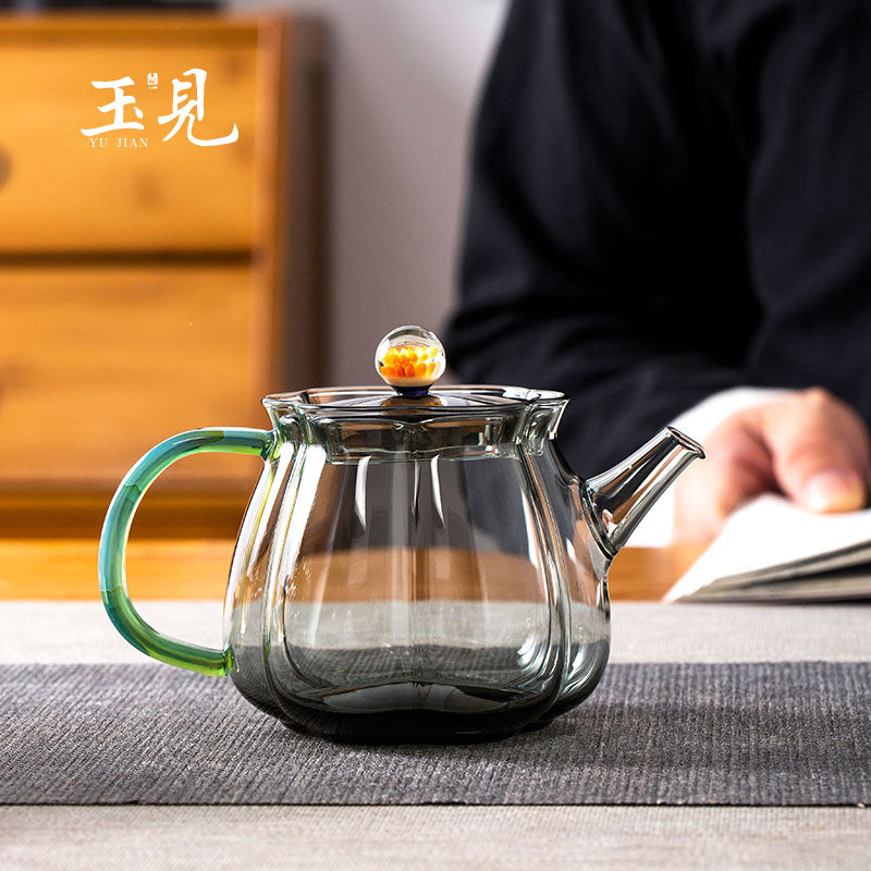 Petite Gourd Glass Teapot 150ml – Handcrafted in Pink or Black