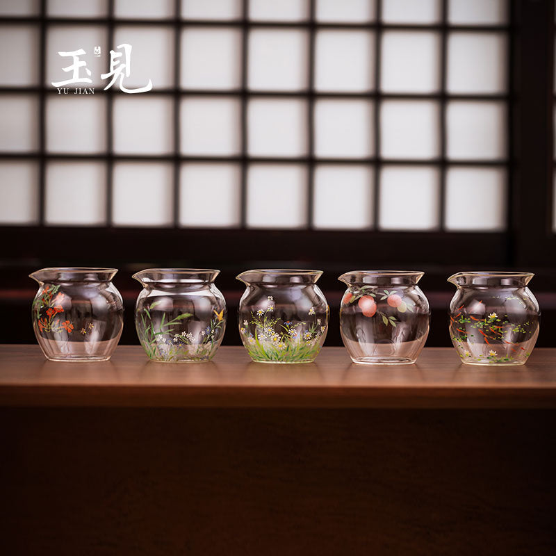 Round-Belly Hand-Painted Glass Tea Pitcher 240ml