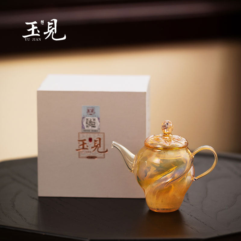 Ripple Glass Teapot Set 100ml – Handcrafted Teapot with Tray