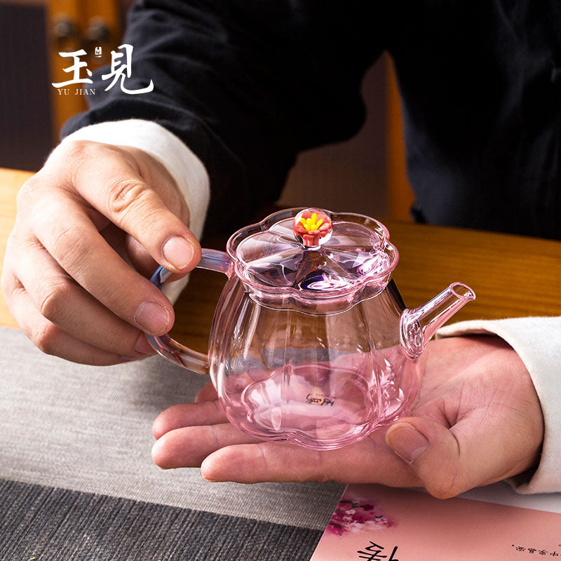 Petite Gourd Glass Teapot 150ml – Handcrafted in Pink or Black