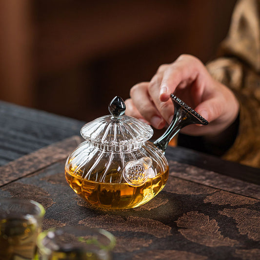 Conch-Shaped Glass Teapot 150ml – Handcrafted, Colorful Handles & Lids