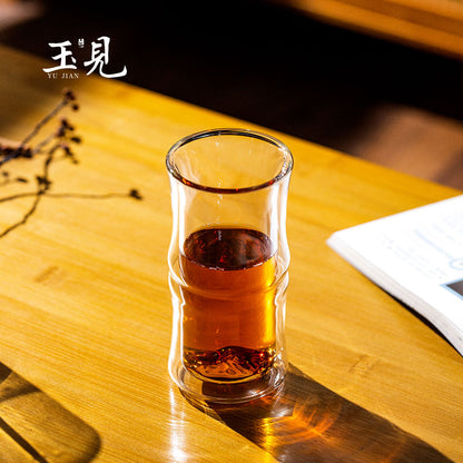 Double-Wall Bamboo Glass Tea Cup 200ml – Mountain Base Design