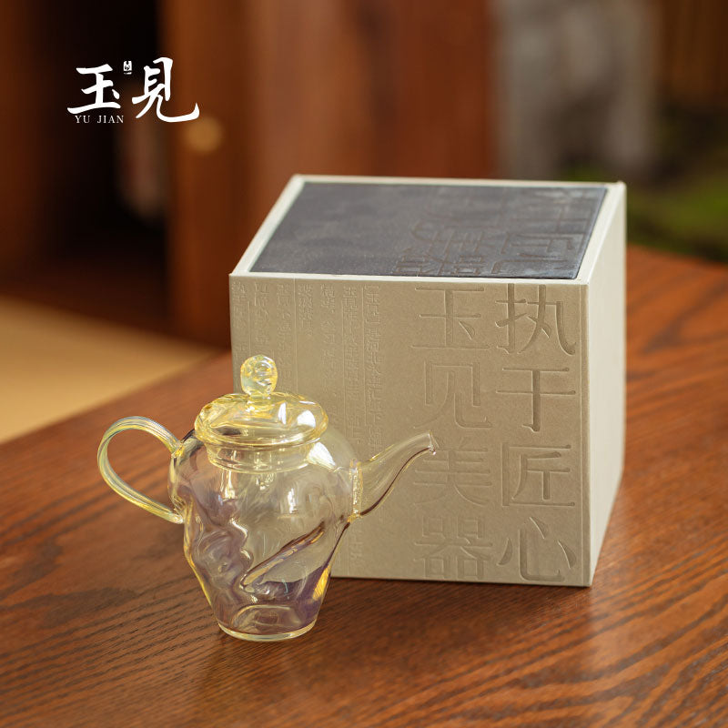 Ripple Glass Teapot Set 100ml – Handcrafted Teapot with Tray