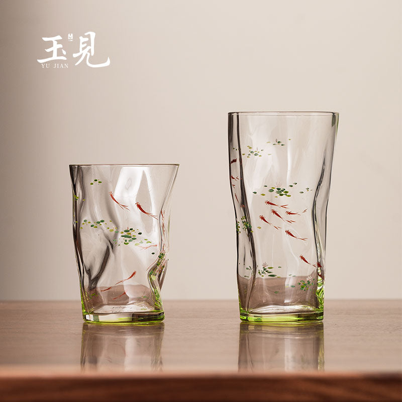 Hand-Painted Green Fish Pond Tea Cup – 180ml & 260ml