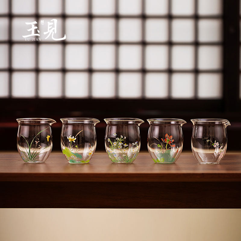 Hand-Painted Floral Glass Tea Pitcher 240ml