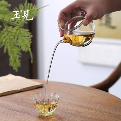 Suzaku Glass Tea Pitcher 180ml – Spiral Base Design, Handcrafted
