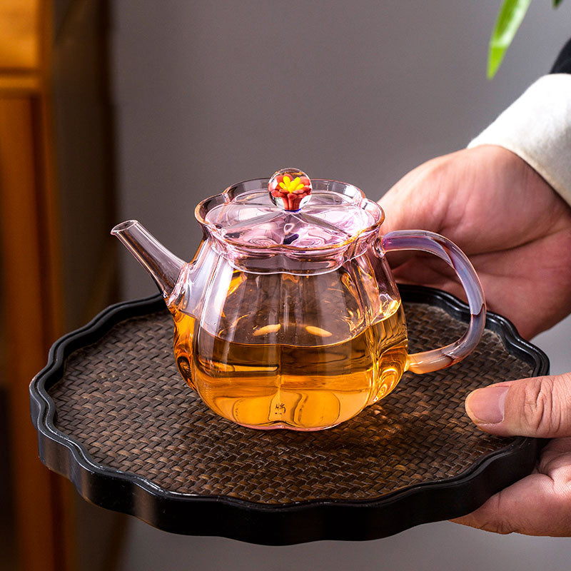 Petite Gourd Glass Teapot 150ml – Handcrafted in Pink or Black