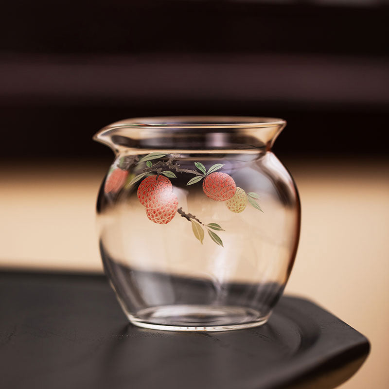 Round-Belly Hand-Painted Glass Tea Pitcher 240ml