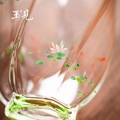 Hand-Painted Fish in Lotus Glass Fair Cup 200ml – Handcrafted Tea Pitcher