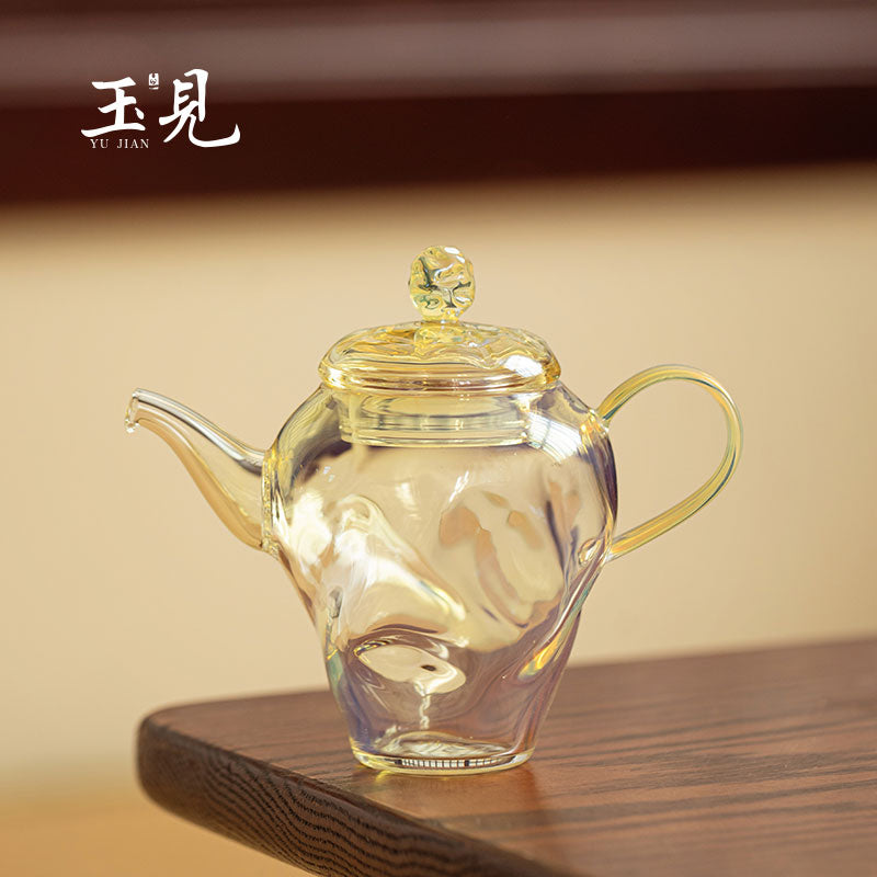 Ripple Glass Teapot Set 100ml – Handcrafted Teapot with Tray