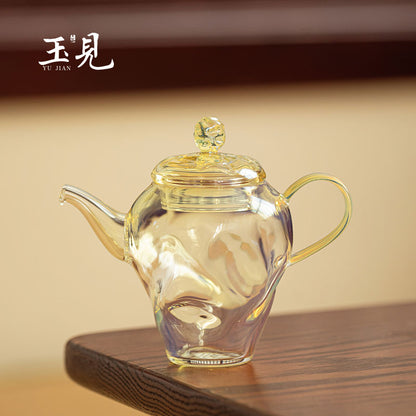 Ripple Glass Teapot Set 100ml – Handcrafted Teapot with Tray