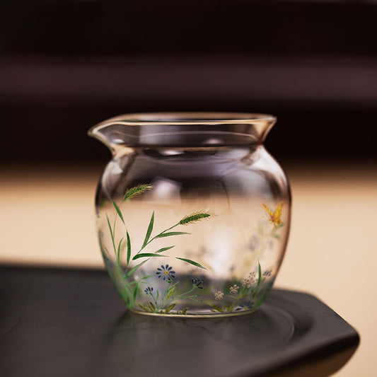 Round-Belly Hand-Painted Glass Tea Pitcher 240ml