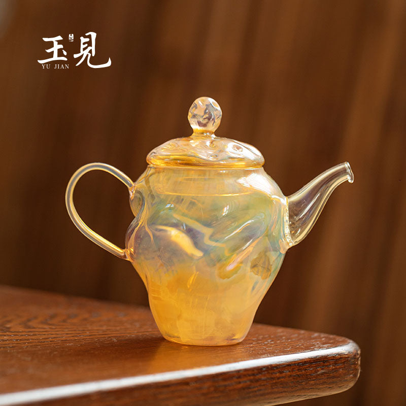 Ripple Glass Teapot Set 100ml – Handcrafted Teapot with Tray