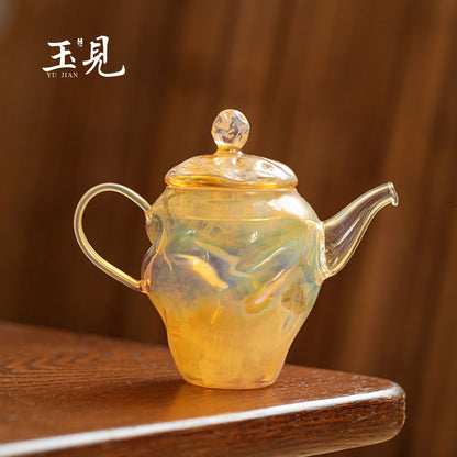 Ripple Glass Teapot Set 100ml – Handcrafted Teapot with Tray